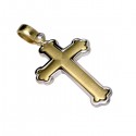 9ct Brushed Yellow and White Gold Ornate Gents Cross